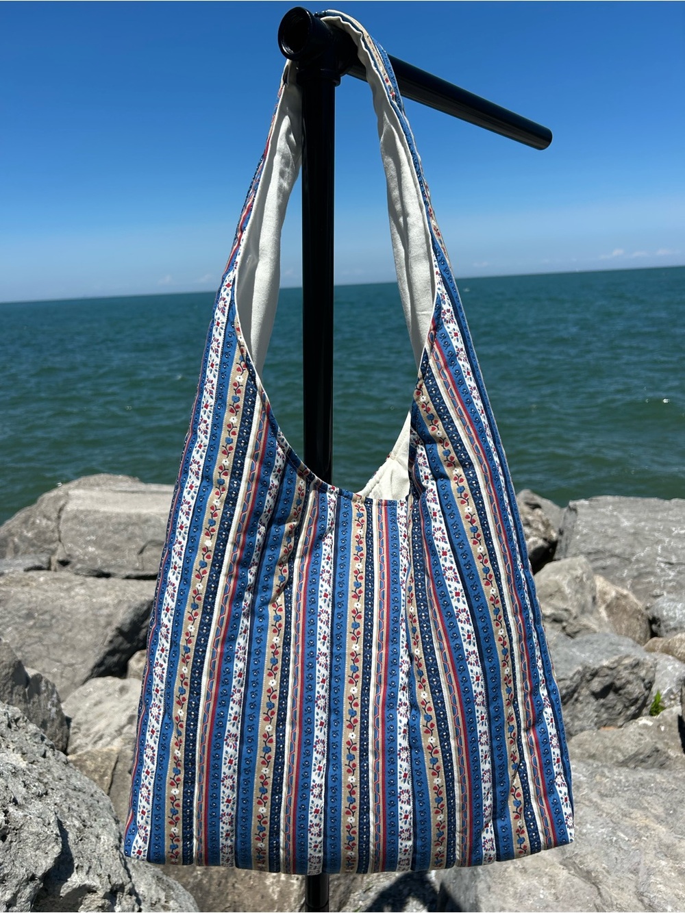 Striped Blue Multi-Color Women’s Shoulder Bag